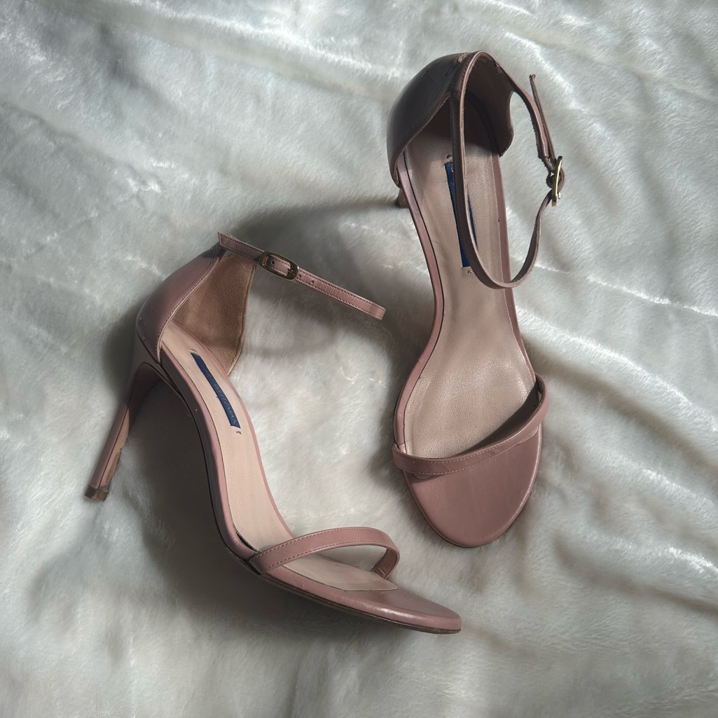 Stuart Weitzman Light Pink Nudistsong Strap High Heels Womens 8